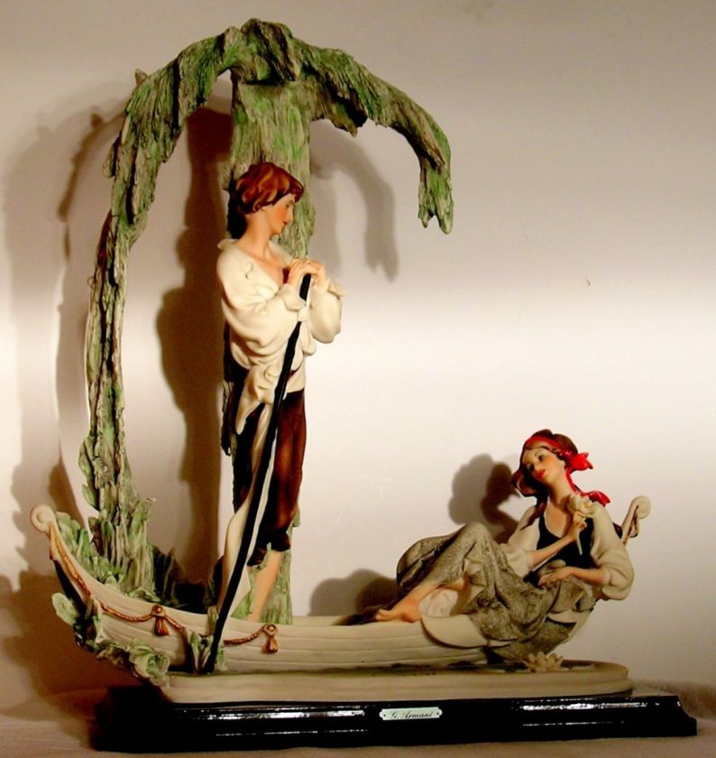 Capodimonte Giuseppe Armani Figurine Lovers Moss Boat  