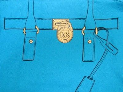 NWT MICHAEL KORS $68 HAMILTON TROMPE LOEIL TURQUOISE BLUE CANVAS LARGE 