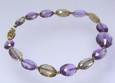 FACETED AMETRINE AMETHYST CITRINE 14K GOLD BRACELET  