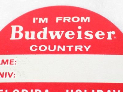 1967 Im from Budweiser Country University Pin LOOK  