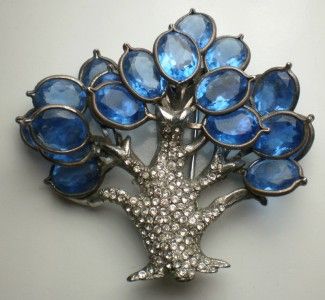 1940S PENNINO RHINESTONES TREE OF LIFE FUR CLIP PIN  