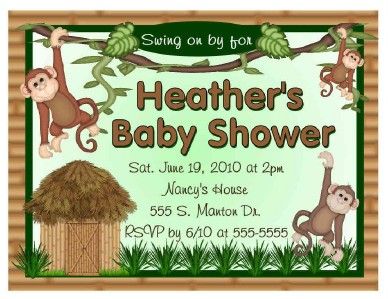 20 MONKEY JUNGLE BABY SHOWER INVITATIONS  