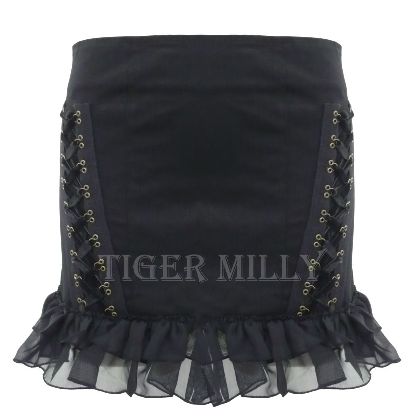 HELL BUNNY spin SERBIUS MINI SKIRT goth BLACK SIZE 6 14  