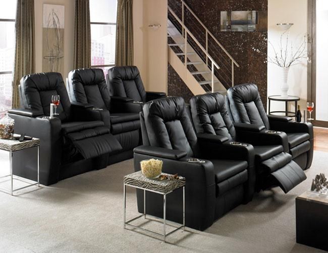 Bellagio Home Theater Seating 6 Seats Black Chairs  