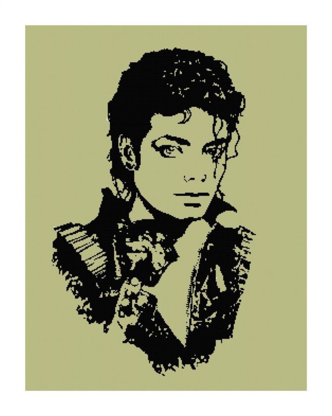 Michael Jackson Silhouette Cross Stitch Pattern Chart  