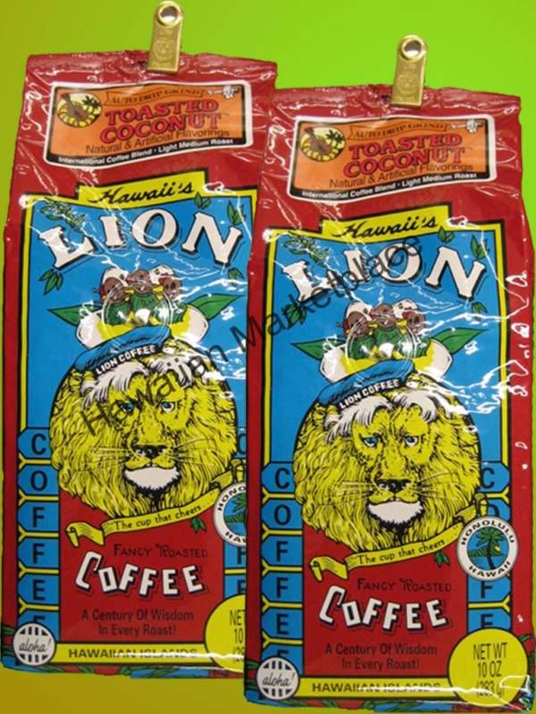 Lion Coffee TOASTED COCONUT ground Hawaii 20oz  