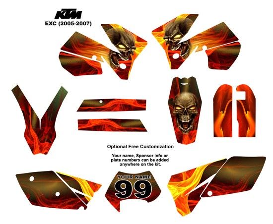 KTM EXC 2005  07 Bike Graphic Decal Sticker Kit 6666Bone  