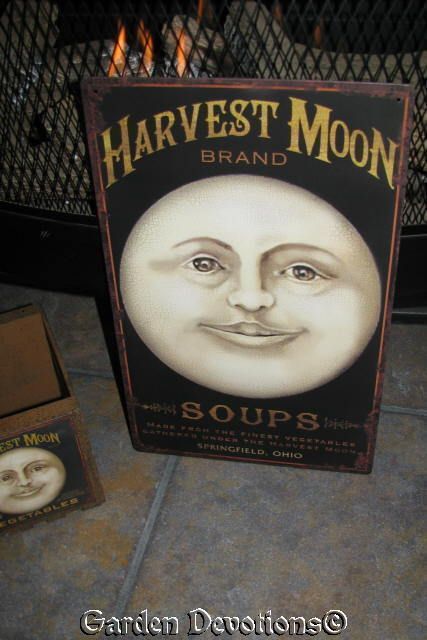 HARVEST MOON MAN Unique Metal Tin Sign VINTAGE REPRO  