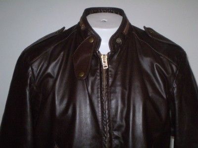 50s 60s William Barry cafe racer leather jacket brn L  