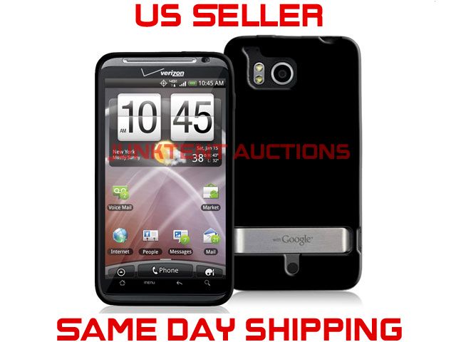 Black TPU Rubber Case Cover HTC Thunderbolt 4G  