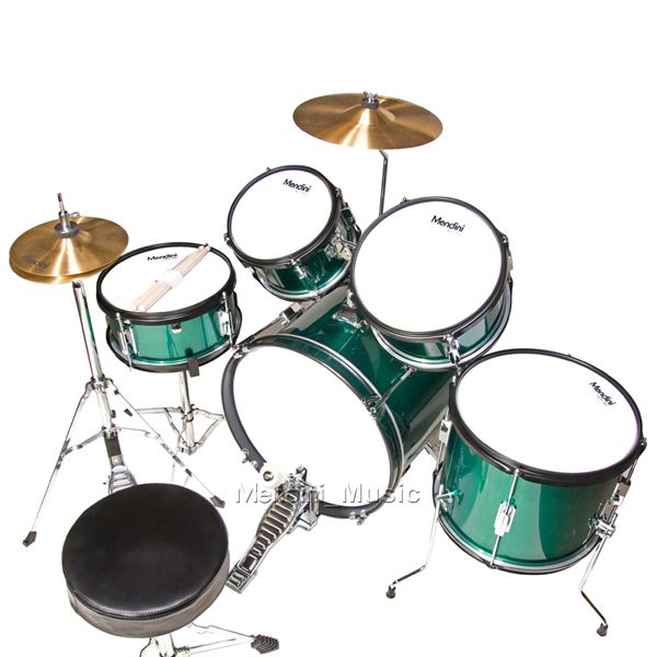 NEW GREEN 5 PC CHILD JUNIOR DRUM SET+STICK+THRONE  