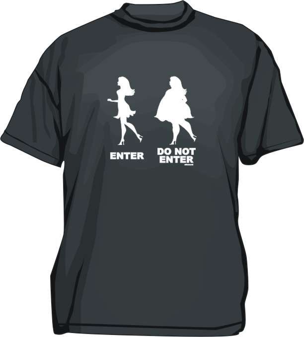 Enter Do Not Enter Fat & Skinny Girl Funny Shirt PICK  