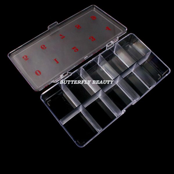 clear plastic nail art tip storage box case tool X01  