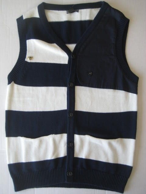 MENS CORPUS VEST BLUE WHITE STRIPE*NEW*SIZE L  