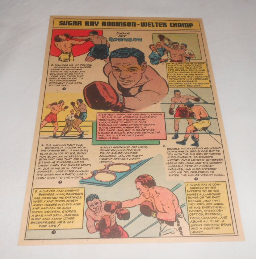 1950 SUGAR RAY ROBINSON cartoon page  