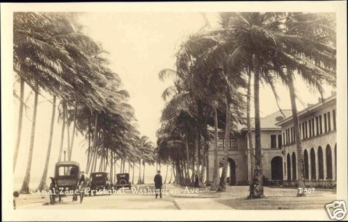 panama, Canal Zone, CRISTOBAL, Washington Ave. 30s RPPC  