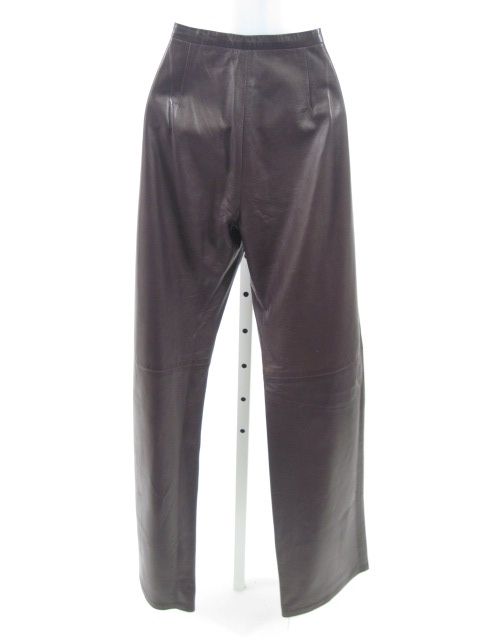 AGNONA Eggplant Lambskin Leather Pants Slacks Sz M  