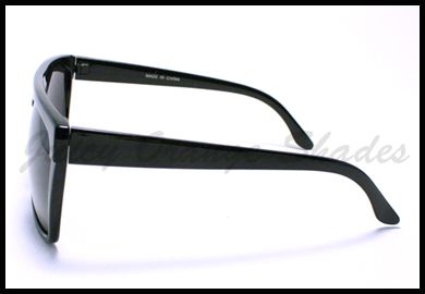 Mens Unique 80s Retro FLAT TOP SQUARED Sunglasses DARK BLACK  