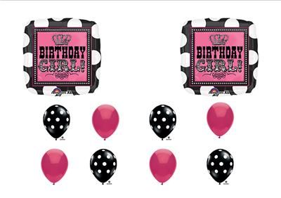 BIRTHDAY GIRL BALLOONS ROCK STAR POLKA DOTS PARTY PINK  