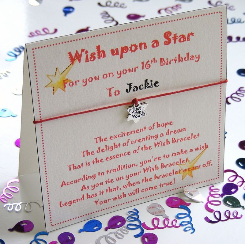 Personalised 50th Birthday Wish Bracelet Gift Card  