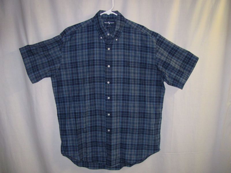 Ralph Lauren Blue Check Blake Dress Shirt Large EUC  