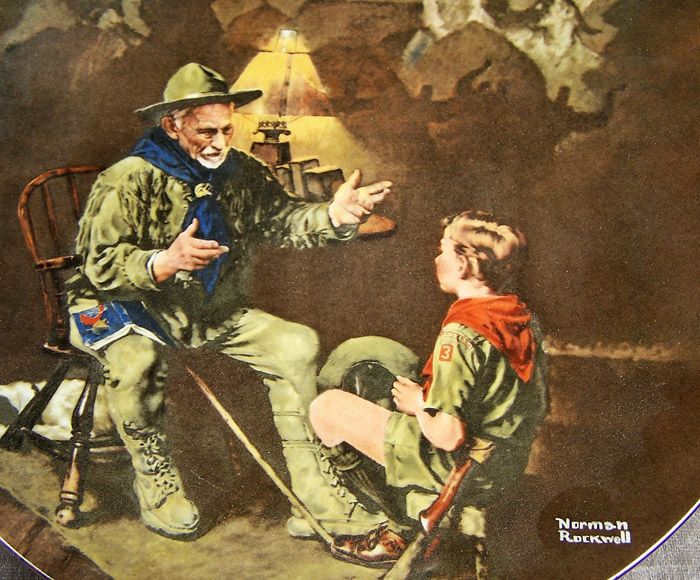 1990 Boy Scout Norman Rockwell Plate   The Old Scout Knowles China BSA 