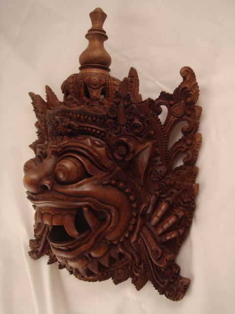 12 Rare Bali Suar Wood Barong BOMA God Wall Mask DECOR  