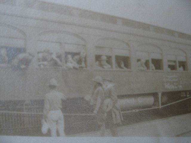 WWI Photo US Doughboys Bordering Troop Train w Gear Mkd  