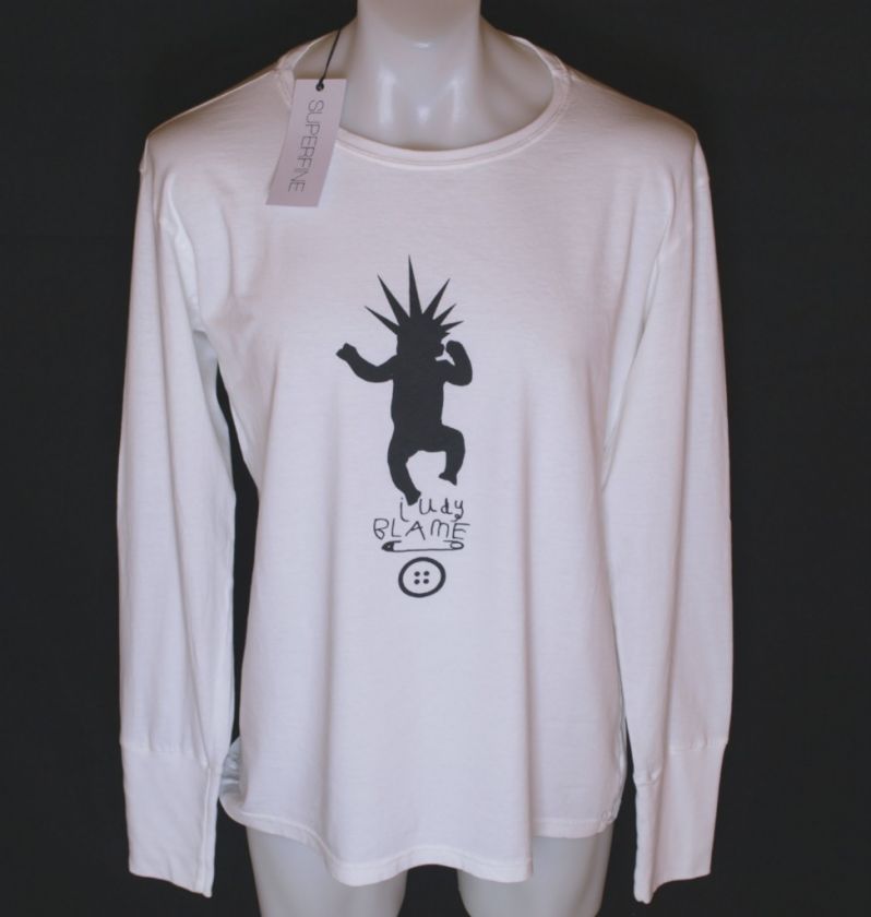 BNWT MENS SUPERFINE L/S T SHIRT PUNK BABY MEDIUM WHITE  