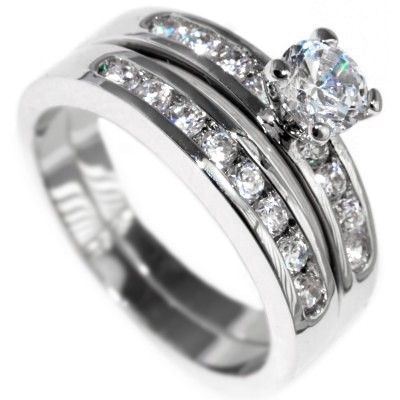 35CTW BRILLIANT CUT CHANNEL  WEDDING RING SET* size 7  