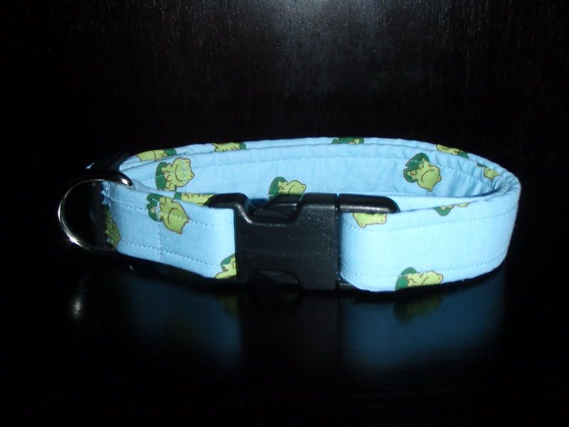 Doggie Stylez Blue With Frogs Collar S, M, L, XL  