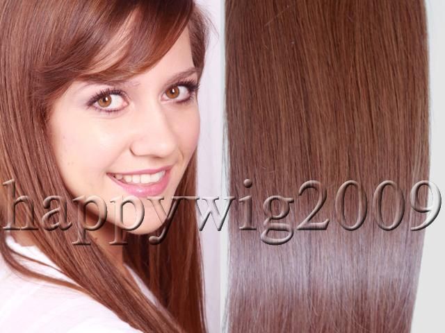 18CLIP IN HUMAN HAIR EXTENSIONS★LIGHT AUBURN #30  