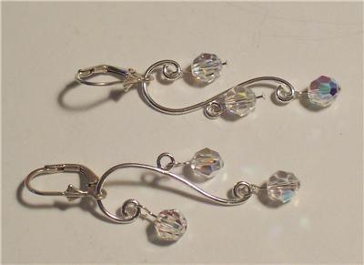 Sterling Silver AB Swarovski Crystal Chanelier Earrings  