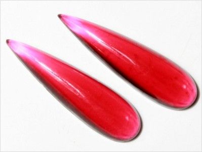   CZECH FUCHSIA RED TEARDROP GLASS CABOCHONS 31 mm TRANSPARENT  