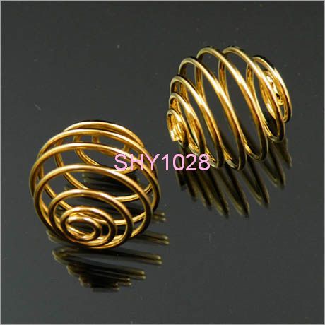 35 Golden Plated Lantern Spring Bead Cages 15mm #103C  