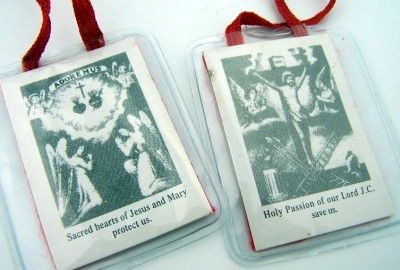 True Red Scapular Of Passion Sacred Hearts W Prayer Card Tools Of The 