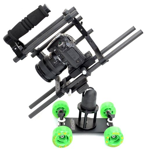 cage + Skater wheel mini dolly quick release for dslr video hv20 