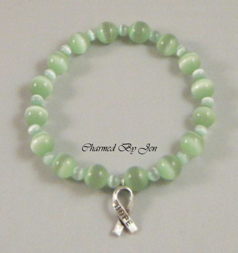 MENTAL HEALTH DEPRESSION Awareness Cats Eye Bracelet w/ HOPE Ribbon 