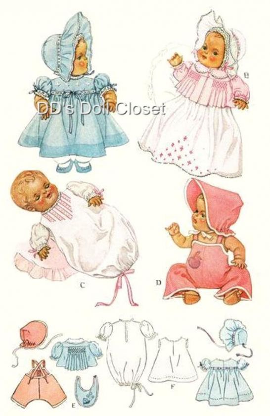 Vintage Baby Doll Clothes Pattern 713 20 ~ DyDee  