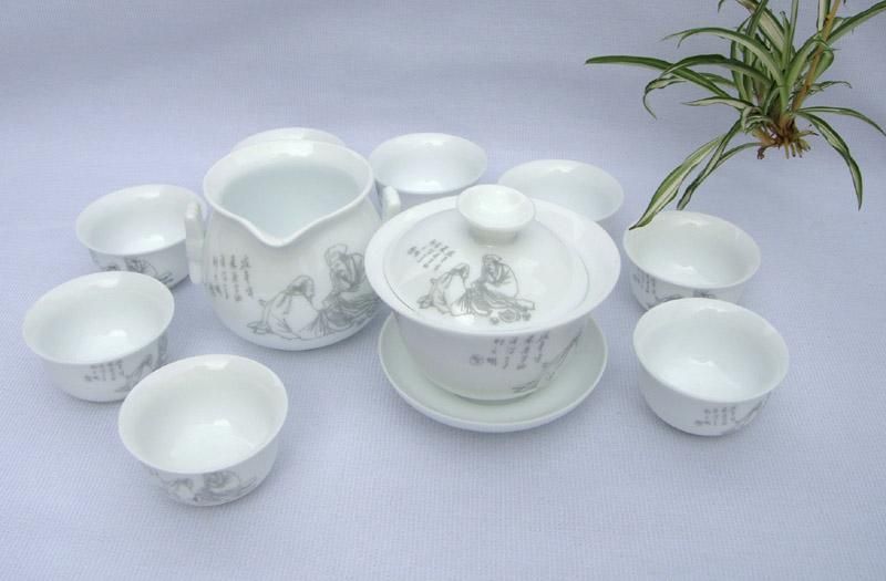 10pcs smart China Tea Set, Pottery Teaset, Play Chess  