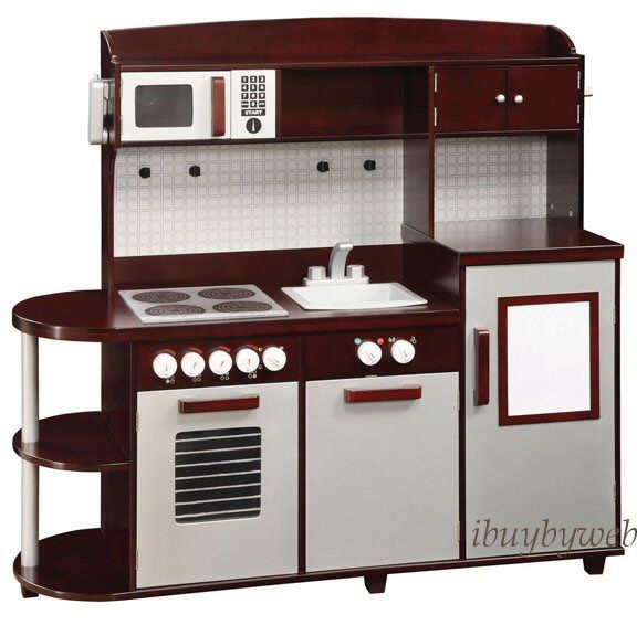 Guidecraft All in One Modern Kids Play Kitchen Espresso  