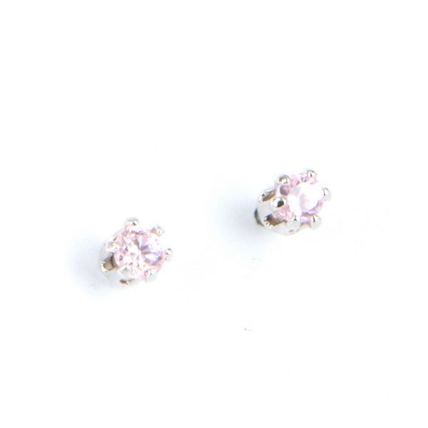 MINI STUD 2x2mm PINK SAPPHIRE 18kgp EARRINGS**  