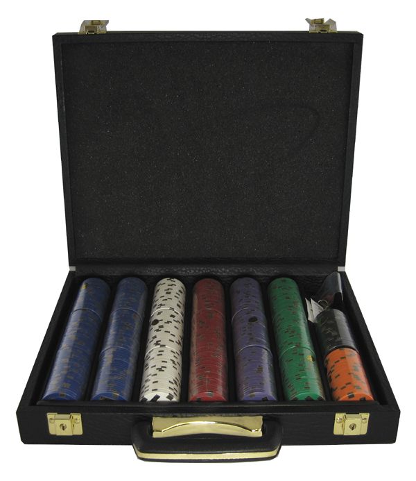 500 NEVADA CLUB 15+gr Poker Chips Custom Set Blk Case *  