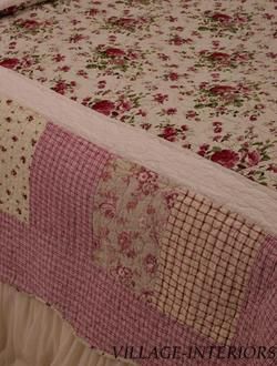 ROSE GARDEN CHIC SHABBY COTTAGE QUEEN /KING QUILT SET 100% COTTON 