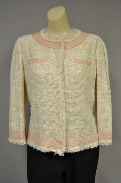 DOLCE & GABBANA WOMENS WHITE PINK COTTON SILK JACKET SZ 6 NWT $595 