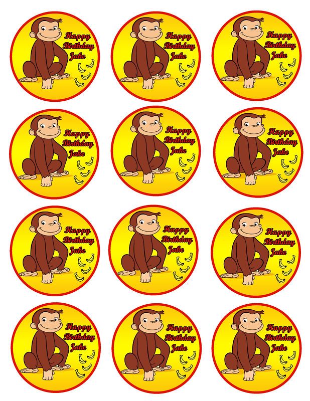 CURIOUS GEORGE Edible Party Cupcake Image Topper Favor  