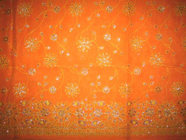 Indian Glitery Sari Fabric LightOrange BellyDance Dress  