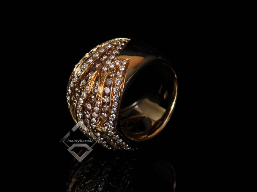 Damiani 18K YG Brown White Micro Pave Diamond Ring  