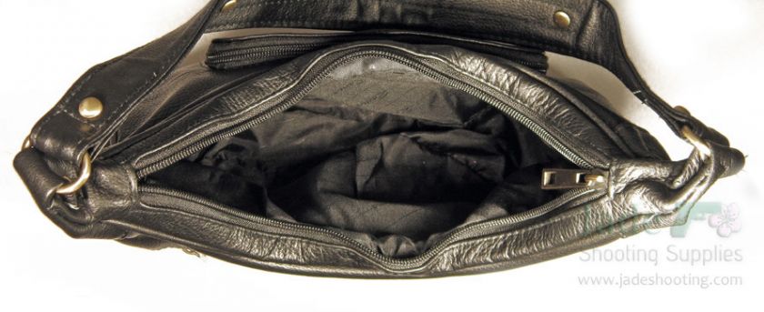 NEW Black Leather Gun Concealment Purse Concealed Carry Handbag 