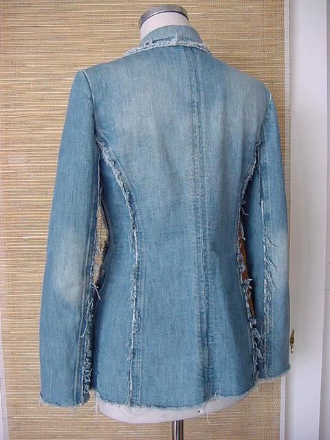 ROCCO BAROCCO jean blazer style jacket distressed vintaged 6/8 